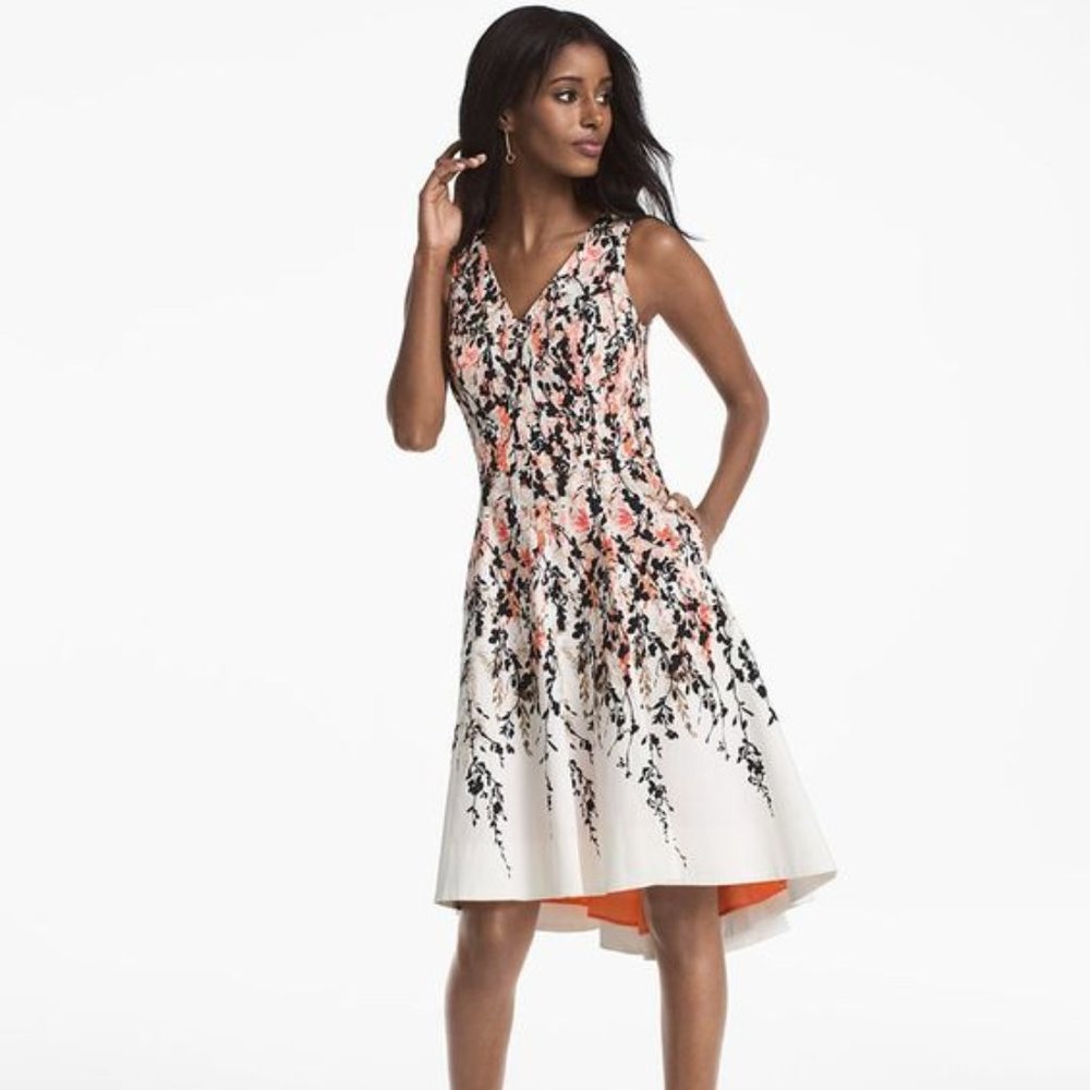 White House Black Market Floral Printed Hi-Lo Fit and Flare Dress, size 00